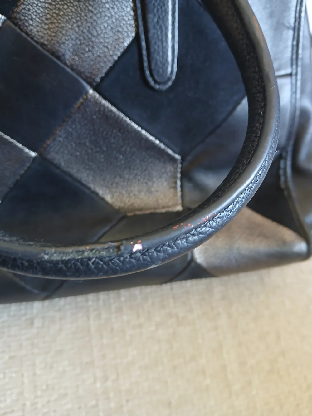 Coach Black & Silver Patchwork Leather Satchel
